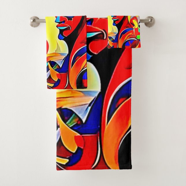 Vivid Spirit Pair Design Bath Towel Set (Insitu)