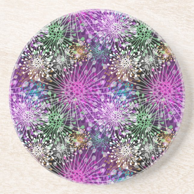 Vivid Spotty Pattern Sandstone Coaster (Front)