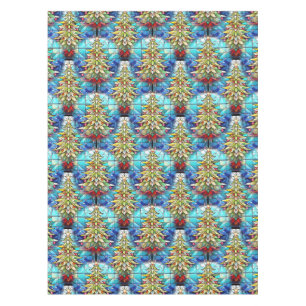 Vivid Stained Glass Christmas Tree Pattern Tablecloth