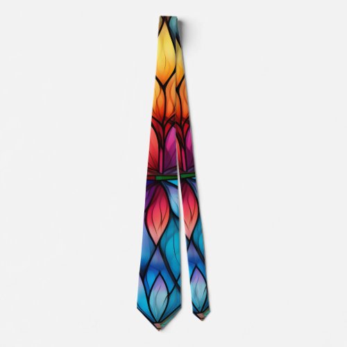Vivid Stained Glass Colorful Flashy Neck Tie