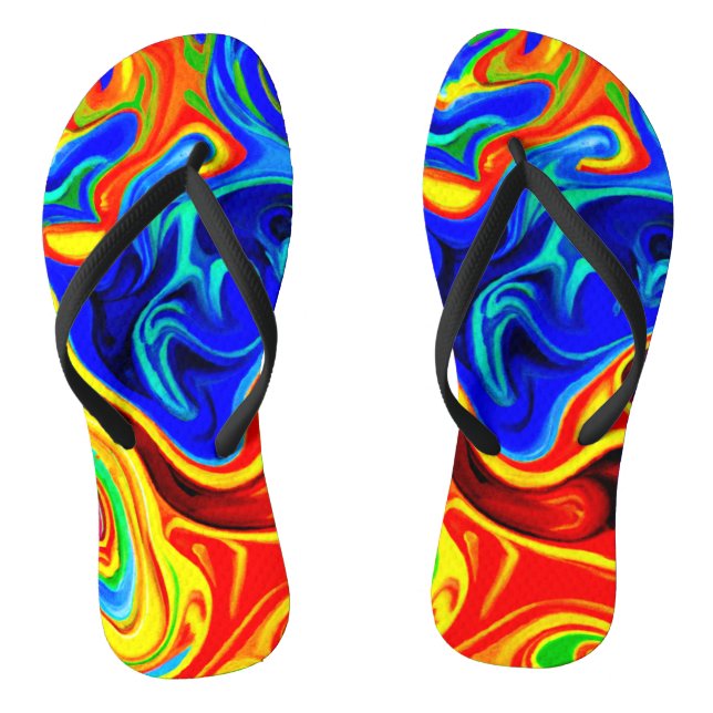Vivid Style Pattern Flip Flops (Footbed)
