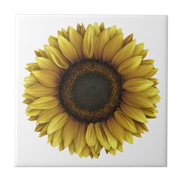 Vivid Sunflower Botanical Art Design Ceramic Tile (Front)