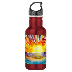 Vivid Sunset Illustration Water Reflection Stainless Steel Water Bottle