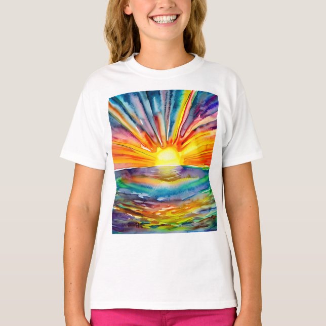 Vivid Sunset over the Water Reflection T-Shirt (Front)