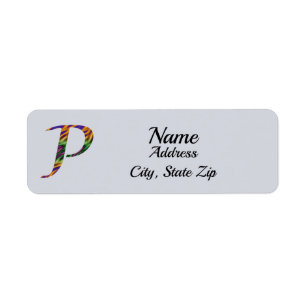 Vivid Tie-dye Letter P Monogram Initial Label