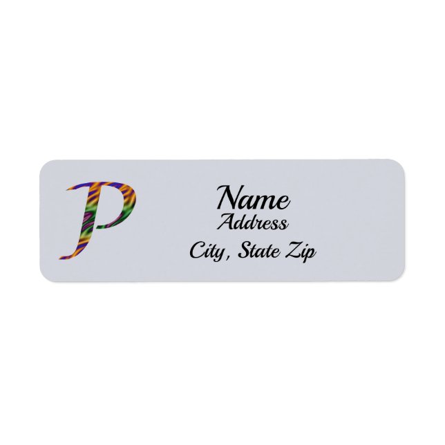Vivid Tie-dye Letter P Monogram Initial Label (Front)