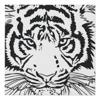 Vivid tiger: majestic wildlife illustration. faux canvas print