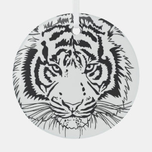 Vivid tiger: majestic wildlife illustration. glass ornament