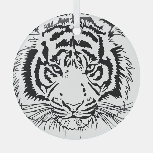 Vivid tiger: majestic wildlife illustration. glass ornament (Front)