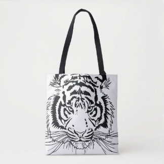 Vivid tiger: majestic wildlife illustration. tote bag