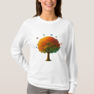 Vivid Tree with Flying Birds Women’s T-Shirt