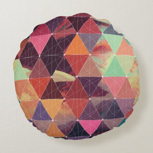 Vivid Tri_Angular Spectrum Colorful Room Accent Round Pillow