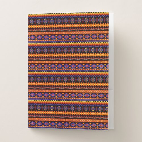 Vivid tribal pattern pocket folder