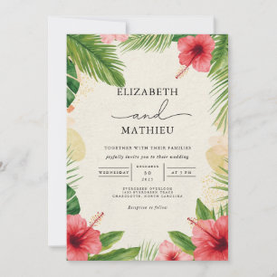 Vivid Tropical Bloom Arch Wedding Invitation