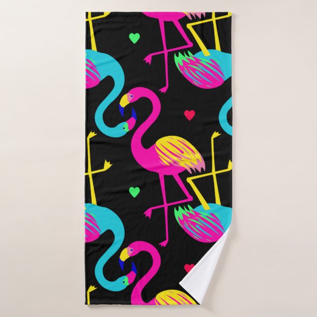 Vivid tropical, exotic hawaiian seamless pattern w bath towel (Bath Towel)