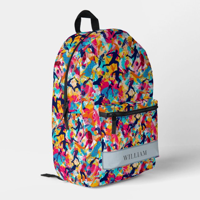 Vivid Various Sports Kids Back To School Printed Backpack (Back Corner Left)