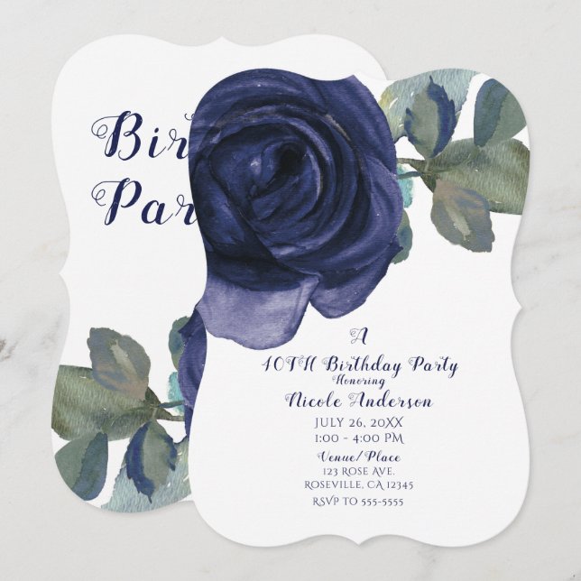 Vivid Vibrant Indigo Purple Blue Birthday Party Invitation (Front/Back)