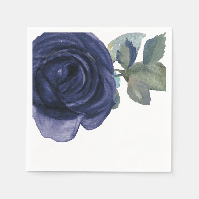 Vivid Vibrant Indigo Purple Blue Floral Paper Napkins (Front)