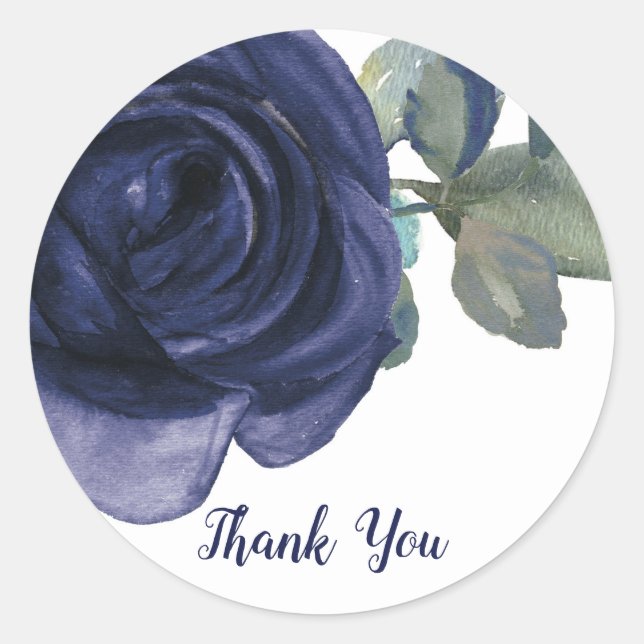 Vivid Vibrant Indigo Purple Blue Floral Wedding Classic Round Sticker (Front)