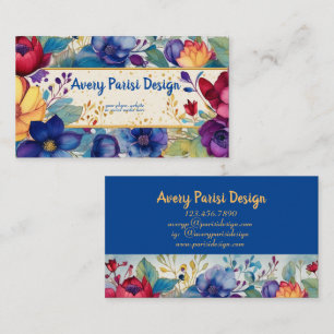 Vivid Vintage Standard Watercolor Floral Business Card