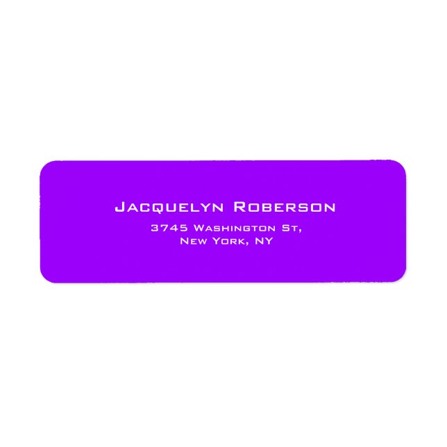 Vivid Violet Plain Elegant Contemporary Unique Label (Front)