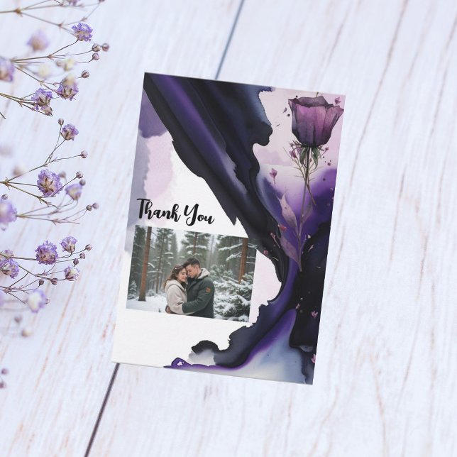 Vivid Violet Rose Wedding Thank You Card (Creator Uploaded)