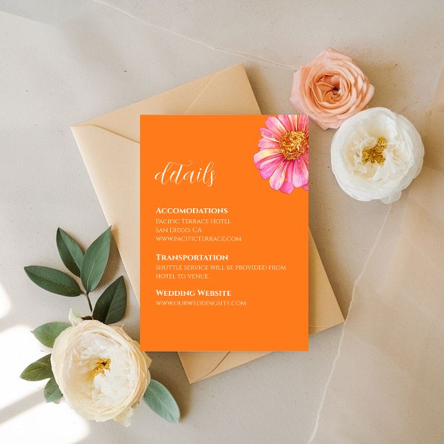 Vivid Vows Bold Color Wedding Details Card (Creator Uploaded)