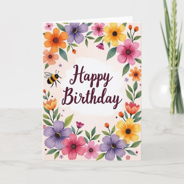 Vivid Watercolor Birthday Card (Front)