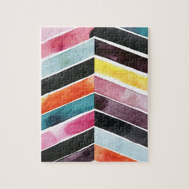 Vivid Watercolor Chevron I Jigsaw Puzzle (Vertical)