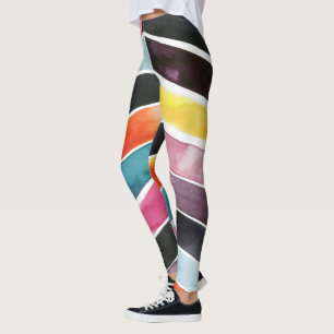 Vivid Watercolor Chevron I Leggings