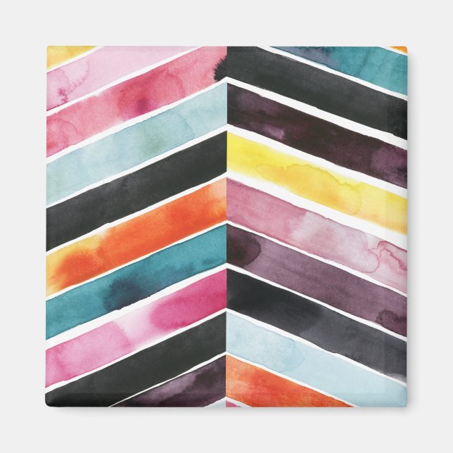 Vivid Watercolor Chevron I Magnet (Front)
