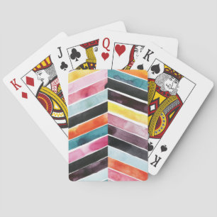 Vivid Watercolor Chevron I Poker Cards
