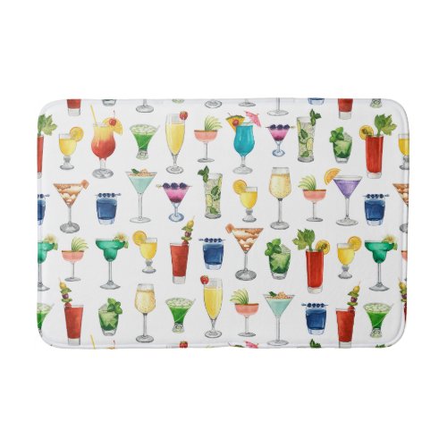 Vivid Watercolor Cocktail Pattern Tote Bag Bath Mat