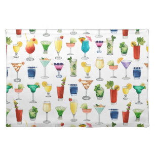 Vivid Watercolor Cocktail Pattern Tote Bag Cloth Placemat
