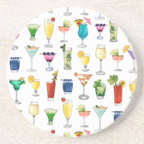 Vivid Watercolor Cocktail Pattern Tote Bag Coaster