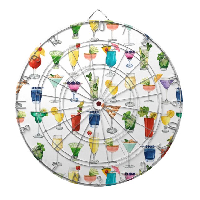 Vivid Watercolor Cocktail Pattern Tote Bag Dart Board (Front)