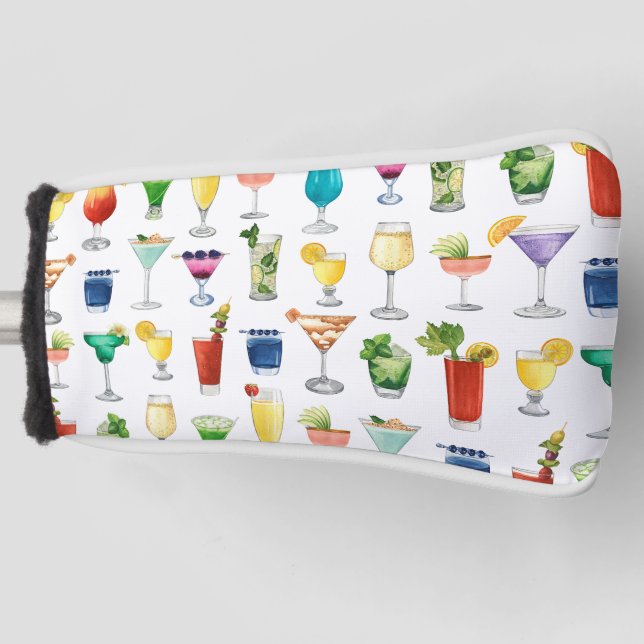 Vivid Watercolor Cocktail Pattern Tote Bag Golf Head Cover (Front)