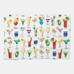 Cocktail Martini Towels, Drink Themed Kitchen Towels, Bar Towels