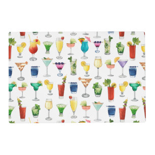 Vivid Watercolor Cocktail Pattern Tote Bag Placemat