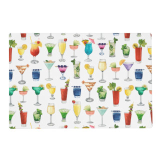 Vivid Watercolor Cocktail Pattern Tote Bag Placemat