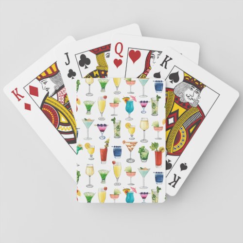 Vivid Watercolor Cocktail Pattern Tote Bag Playing Cards