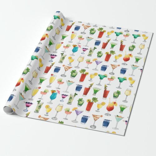Vivid Watercolor Cocktail Pattern Tote Bag Wrapping Paper