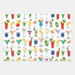 Vivid Watercolor Cocktail Pattern Tote Bag Wrapping Paper Sheets