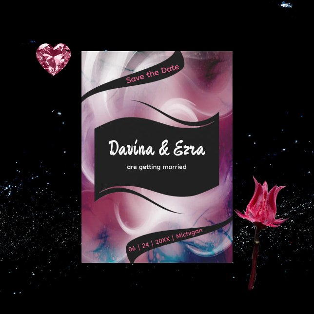 Vivid Watercolor Pink  Save The Date (Creator Uploaded)