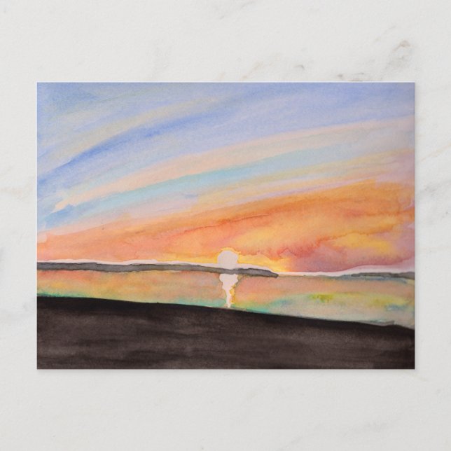 Vivid Watercolor Sunrise Postcard (Front)