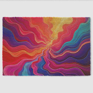 Vivid Waves: Abstract Neon Energy Flow Art Fiber Doormat
