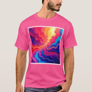 Vivid Waves: Abstract Neon Energy Flow Art T-Shirt