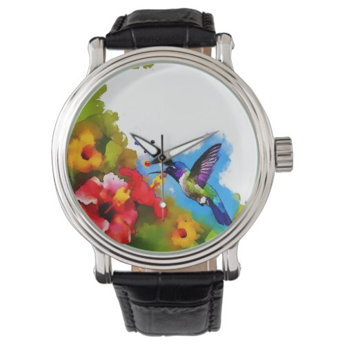 Vivid Whirl of Hummingbirds _ Watercolor Watch