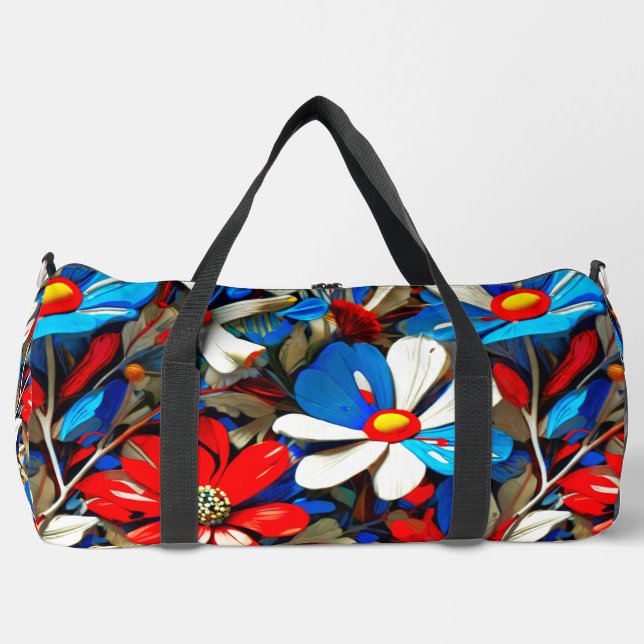 Vivid Wildflowers Large Duffel Bag (Front)