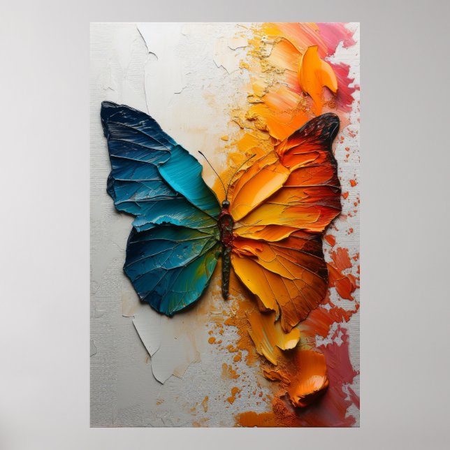 Vivid Wings Oil Paint Butterfly Poster (Front)